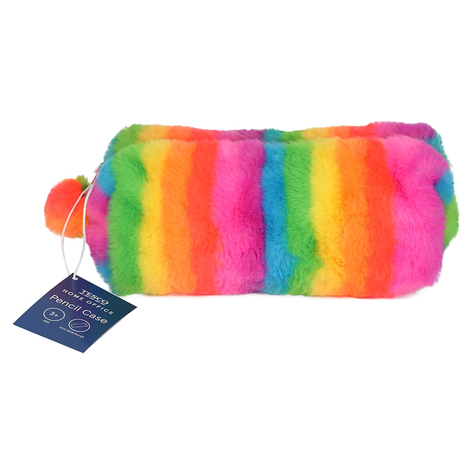 Tesco Rainbow fur pencil case