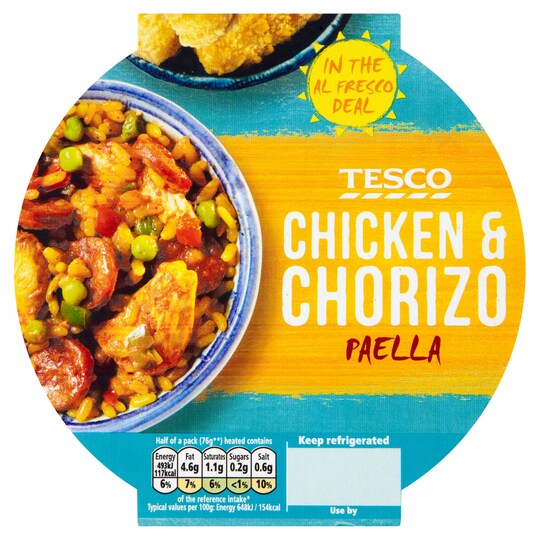 T. AL FRESCO CKN & CHORIZO PAELLA 160G Tesco Groceries