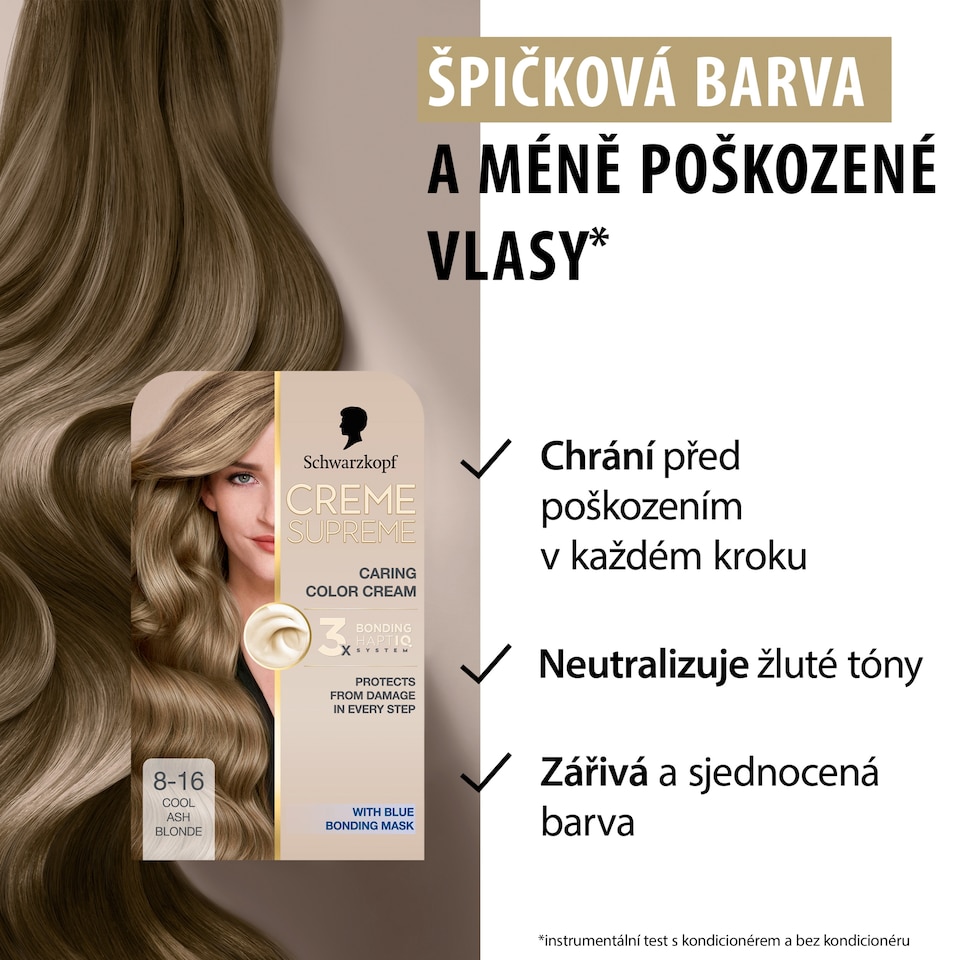 Obrázek 1 pro produkt Schwarzkopf Creme Supreme Pečující barvicí krém 8-16 chladná popelavá světlá blond