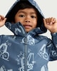 image 2 of F&F Boys Digger Print Hooded Raincoat in Blue