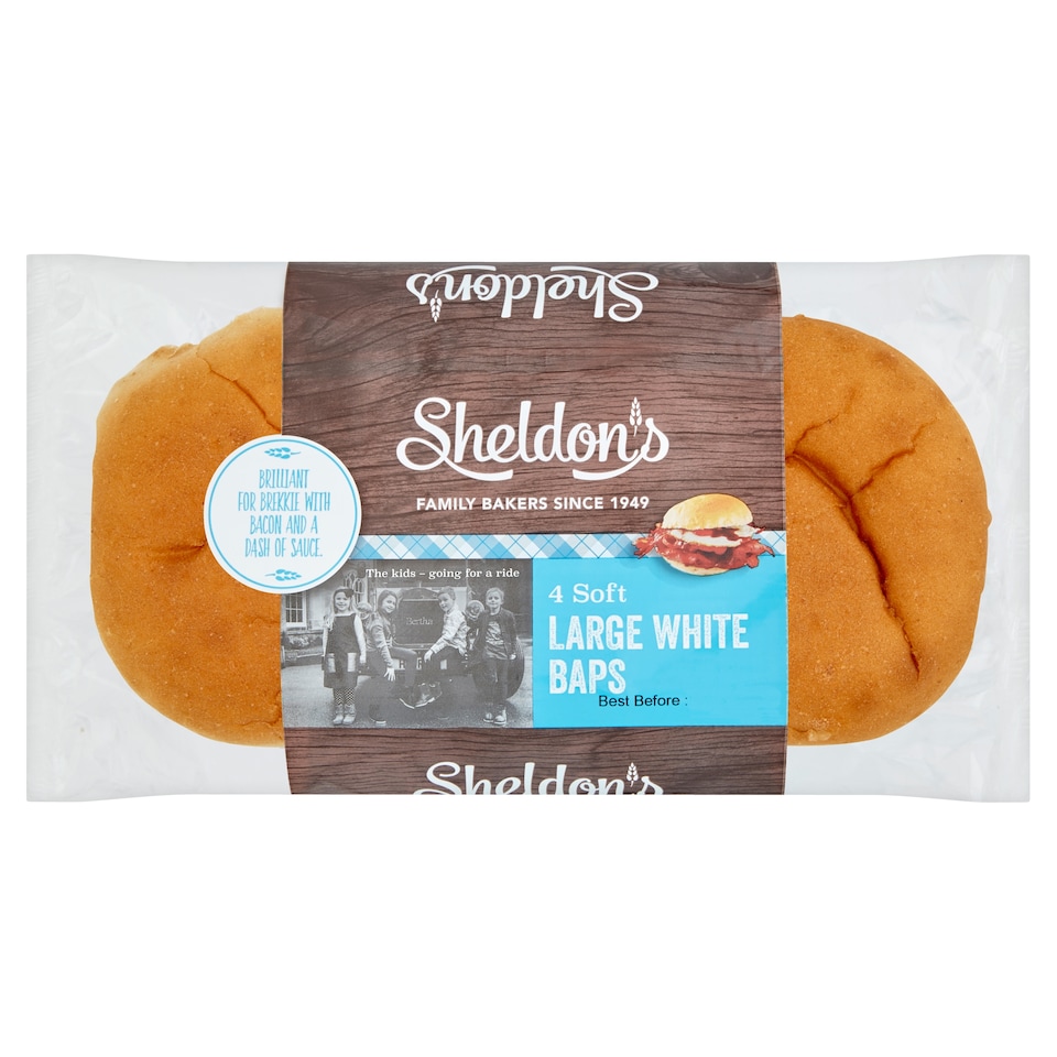 Sheldon's Large White Baps 4 Pack