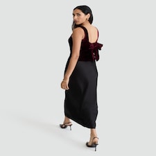 F&F Velvet Bow Detail Top in Burgundy