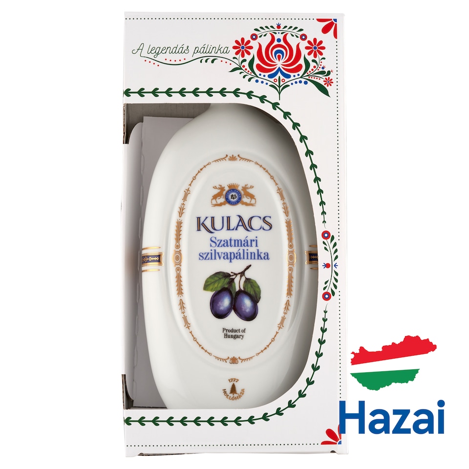 Kulacs Szatmári Plum Palinka in Hollóházi Porcelain Flask 40% 0,35 l
