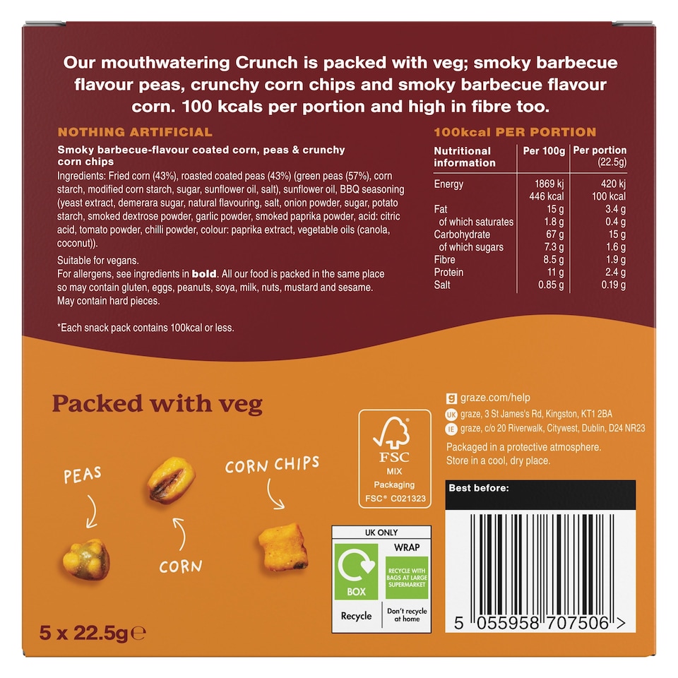 image 1 of Graze Smoky Barbecue Crunch Multipack 5x22.5g