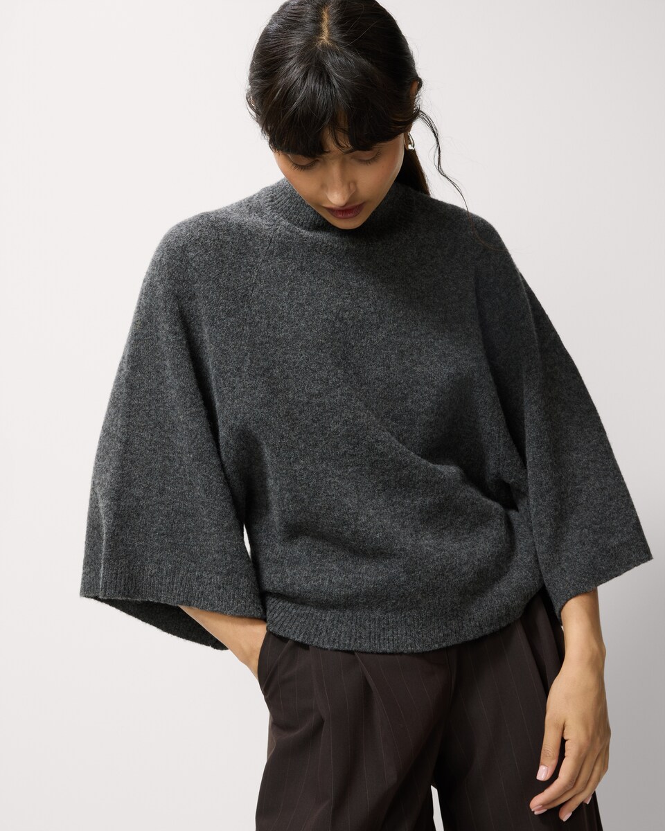 image 1 of F&F Turtle Neck Wide Sleeve Jumper in Grey