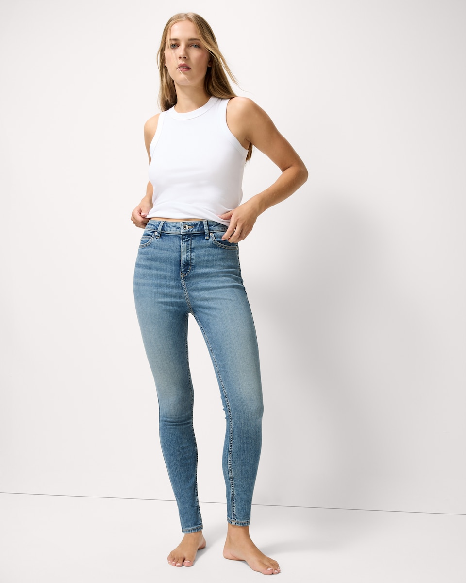 image 1 of F&F Contour High Rise Skinny Jeans in Blue