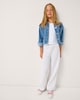 image 2 of F&F Girls Textured Wide Leg Trousers in White