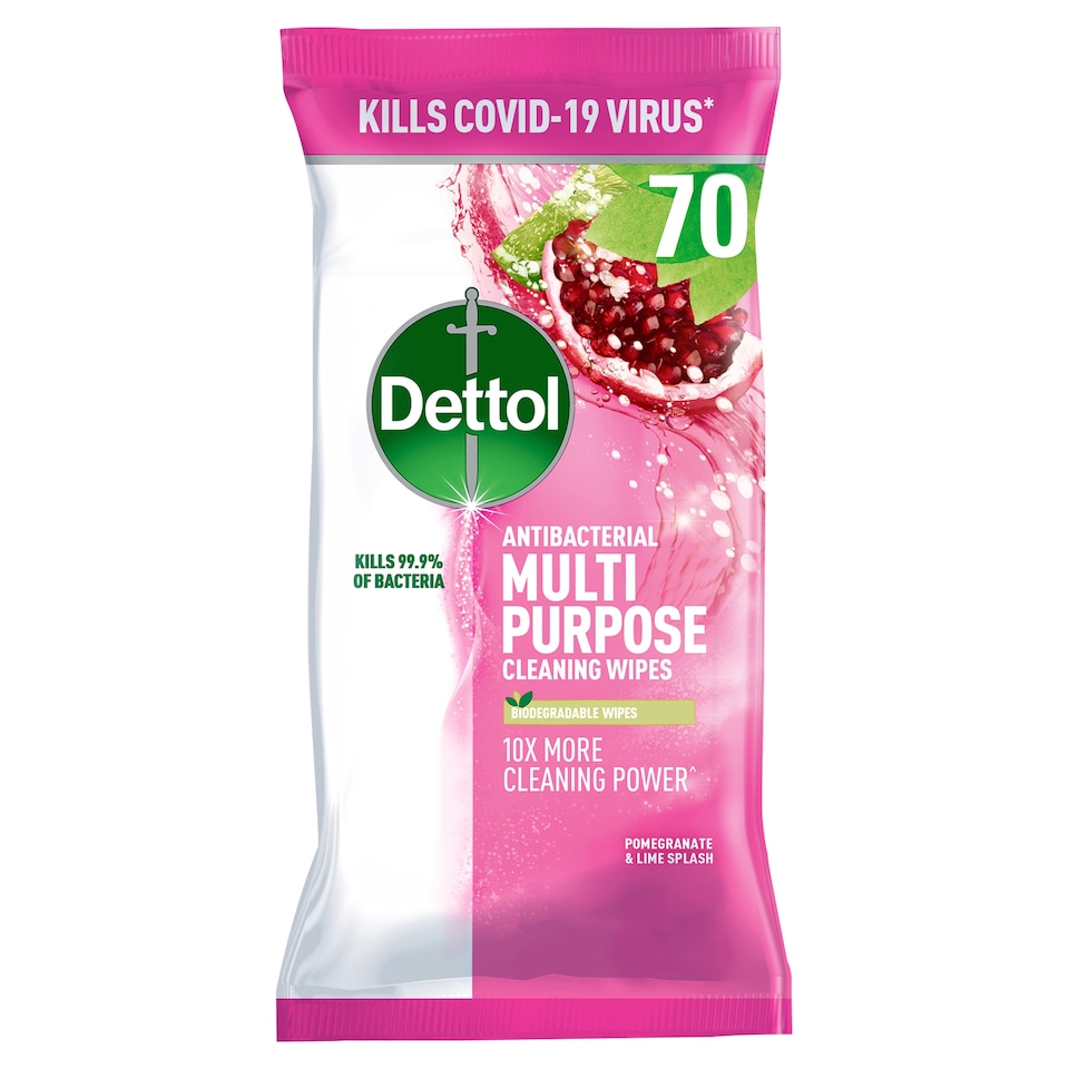 image 1 of Dettol Antibacterial Cleaning Wipes Pomegranate & Lime 70 Pack