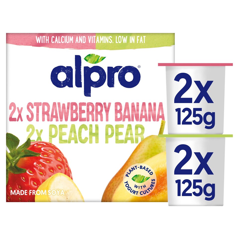 image 1 of Alpro No Bits Strawberry Banana Yoghurt Alternative 4X125g