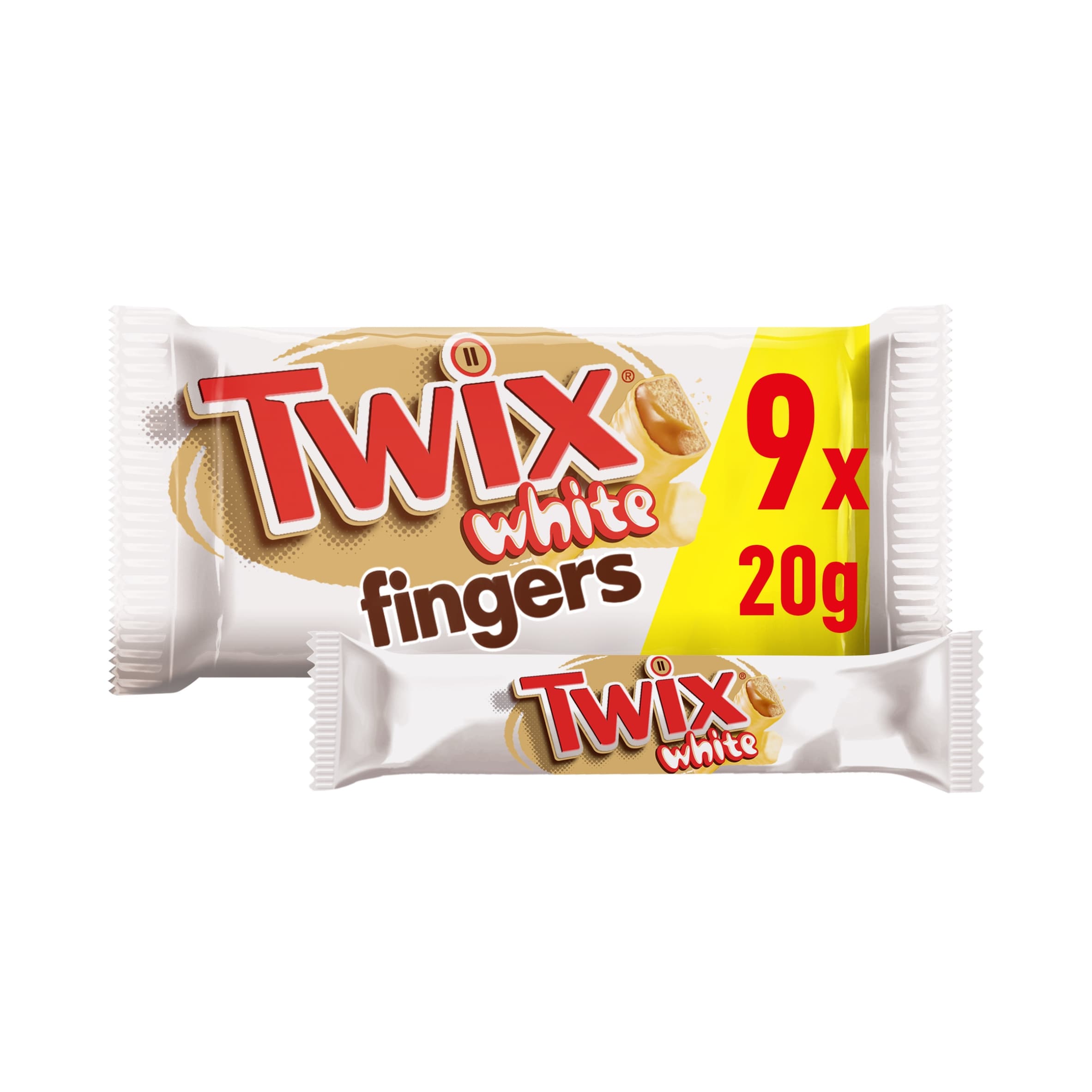 Twix White Chocolate Biscuit Fingers Snack Bars Multipack Chocolate 9x20g