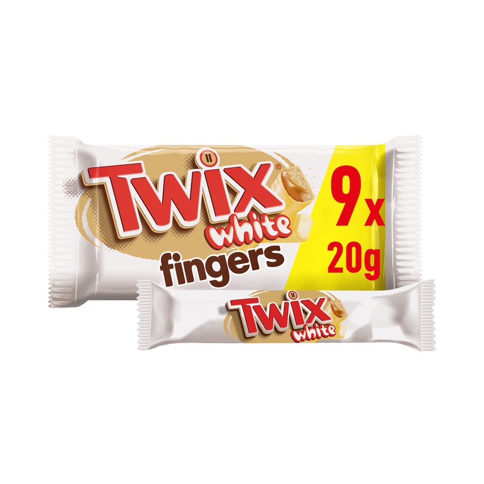 Twix White Chocolate Biscuit Fingers Snack Bars Multipack Chocolate 9x20g