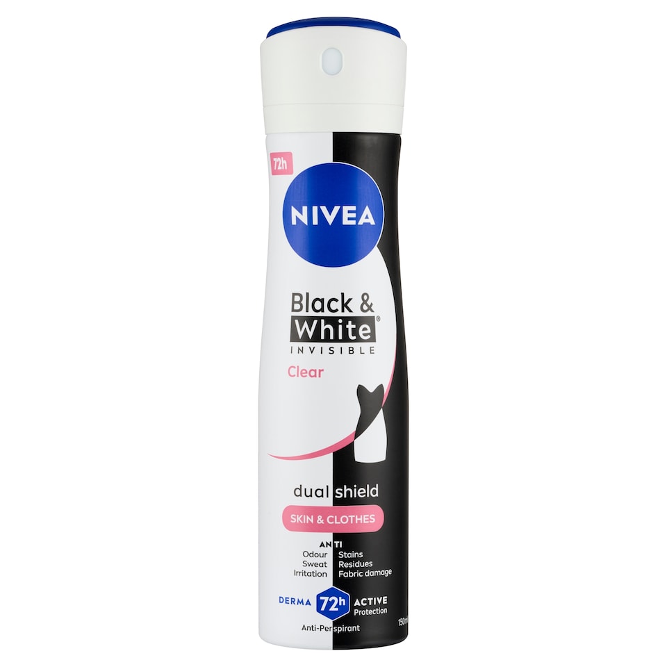 Obrázek 1 pro produkt Nivea Black & White Invisible Clear Sprej antiperspirant 150ml