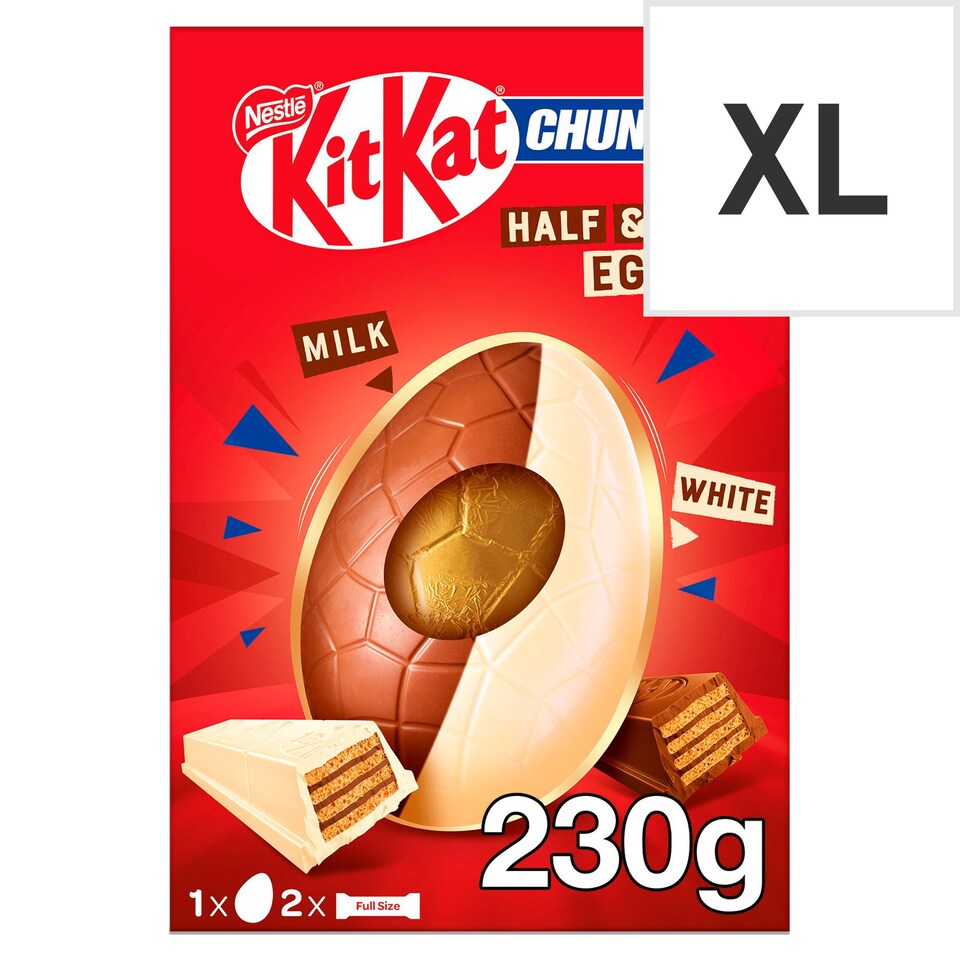 image 1 of Kit Kat Chunky Milk & White Chocolate Easter Egg & 2 Bars 230g