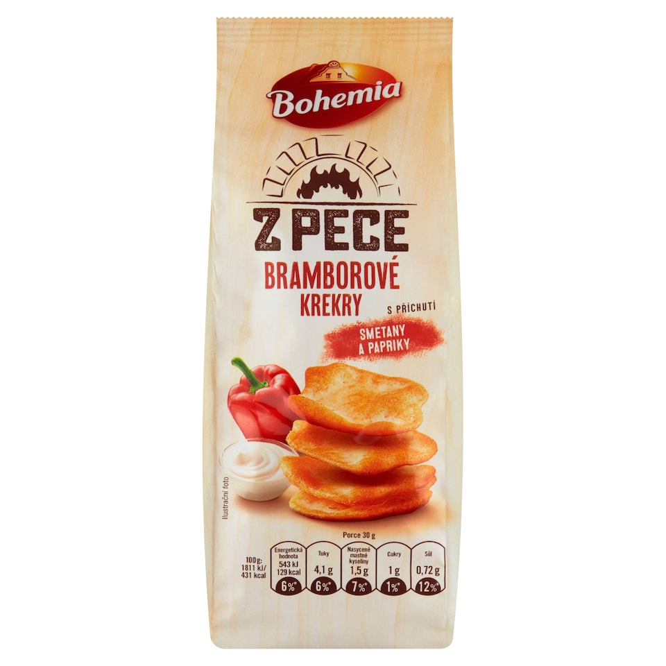 Bohemia Z pece bramborové krekry s příchutí smetany a papriky 90g