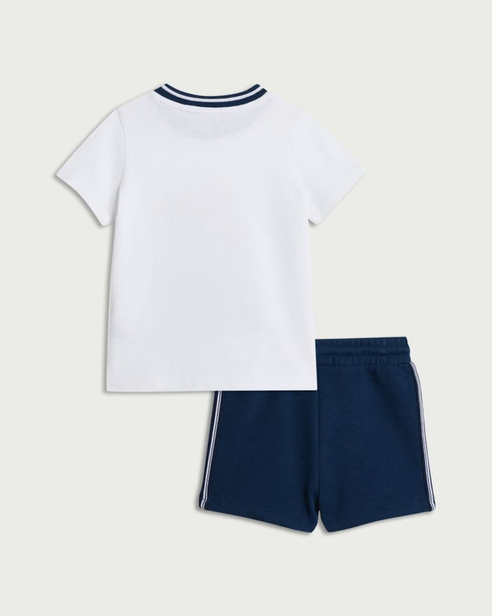 image 1 of F&F Baby 2-Piece Pure Cotton Football Bear T-Shirt and Shorts Set in White