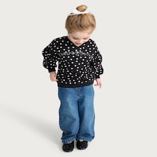 F&F Girls Cotton Rich Polka Dot Awesome Slogan Sweatshirt in Multi Black White