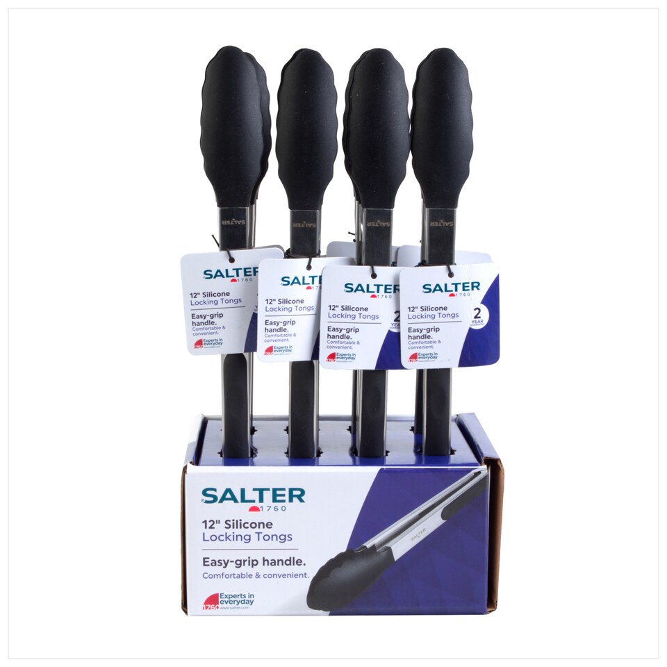 Salter Easy-Grip Silicone Locking Tongs 12"