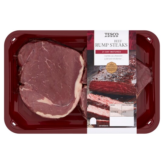 Tesco 2 British Beef Rump Steaks 510G Tesco Groceries