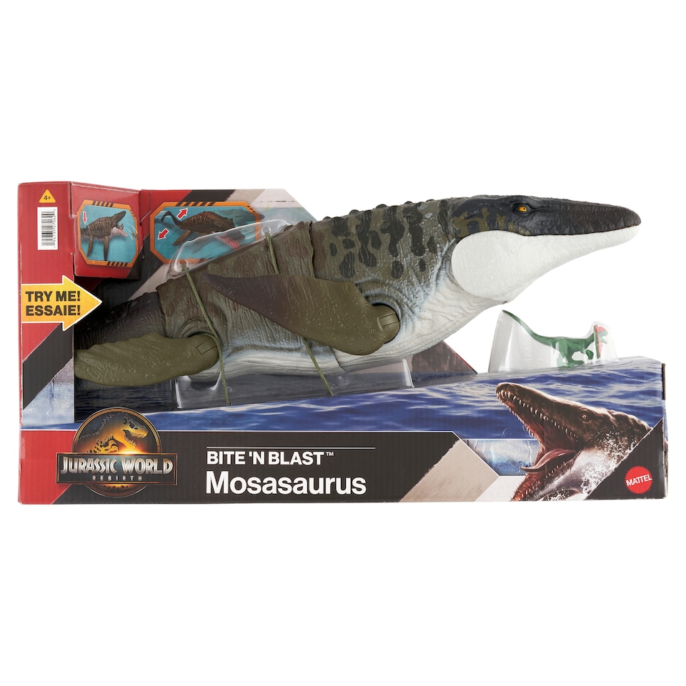 Mattel Jurassic World Rebirth Bite n Blast Mosasaurus játék