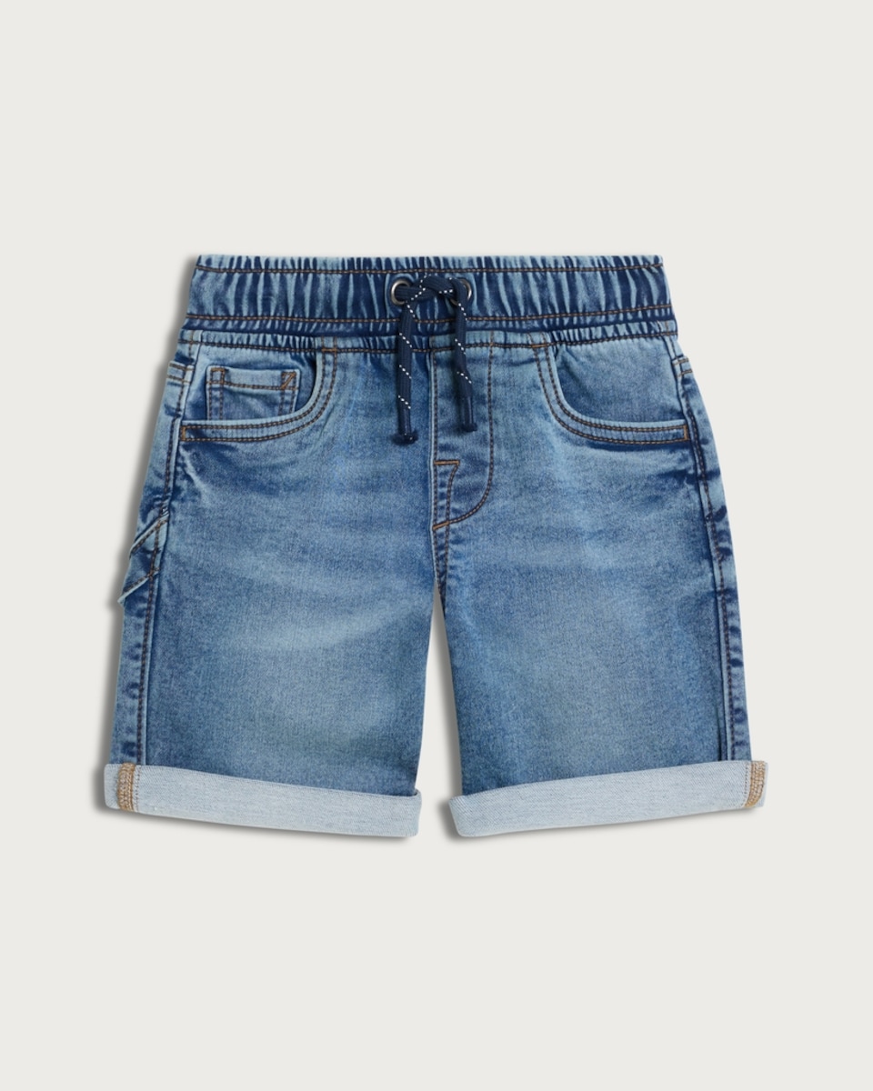 image 1 of F&F Boys Cotton Rich Drawstring Denim Shorts in Multi