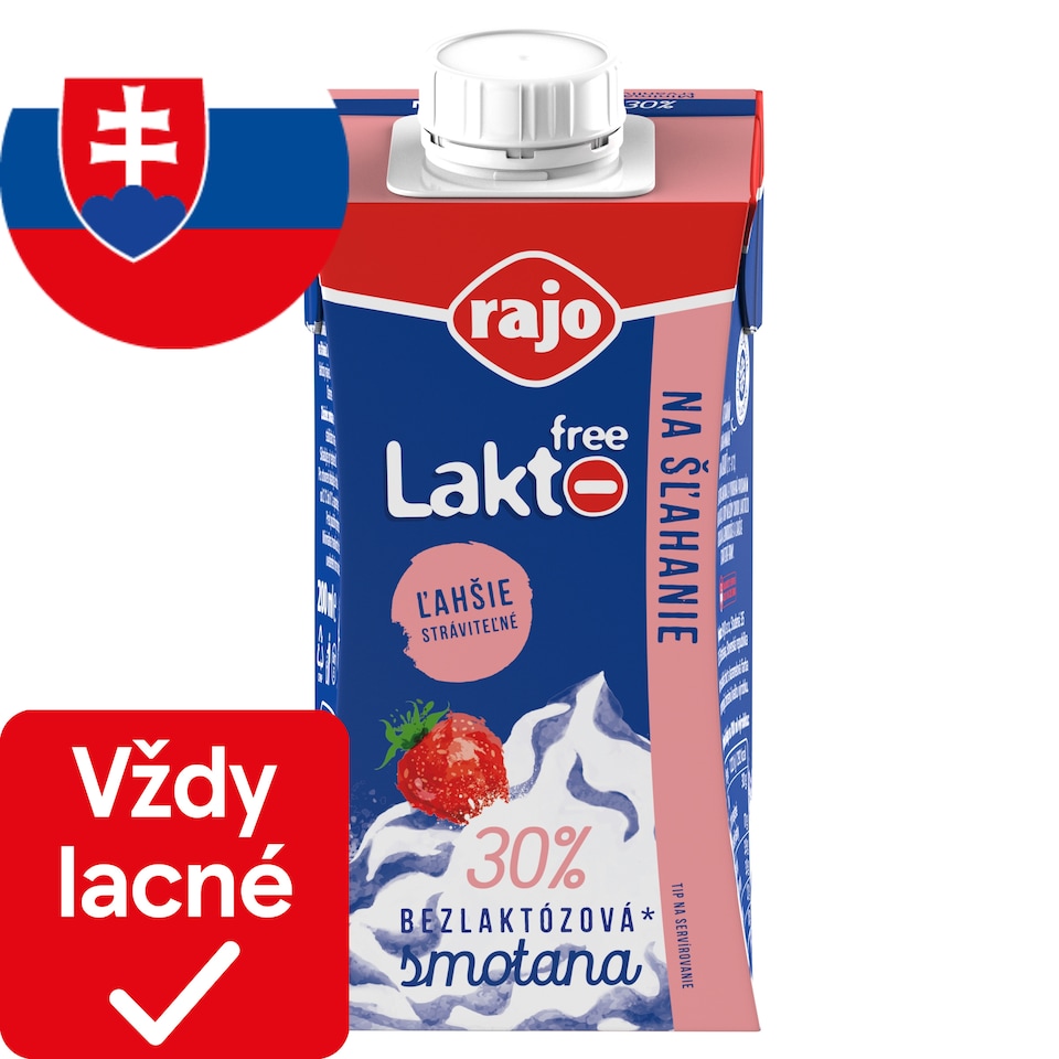 Rajo Lakto Free Smotana na šľahanie 30% 200 ml