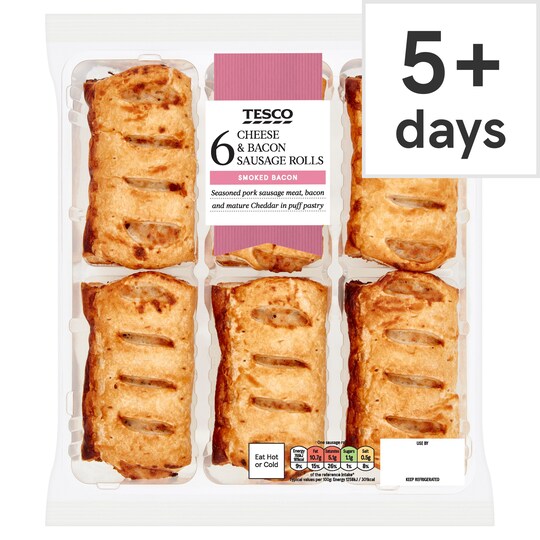 Tesco 6 Cheese & Bacon Rolls 360G Tesco Groceries