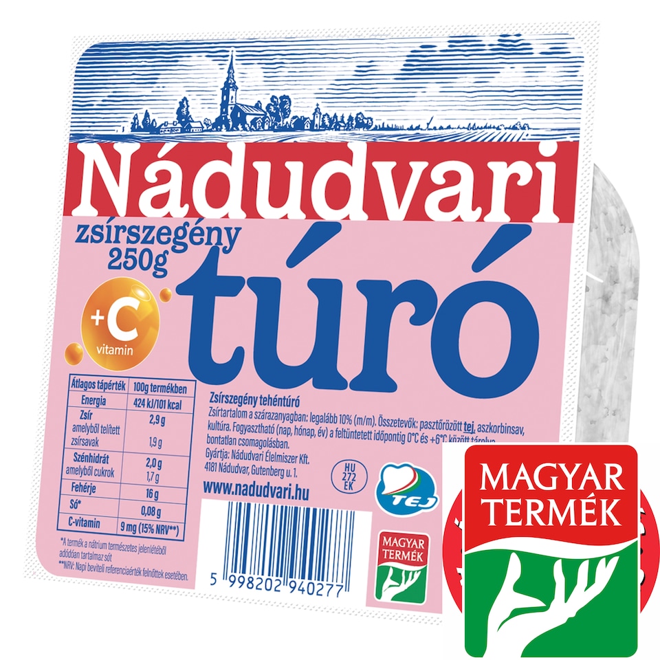 Nádudvari zsírszegény túró 250 g