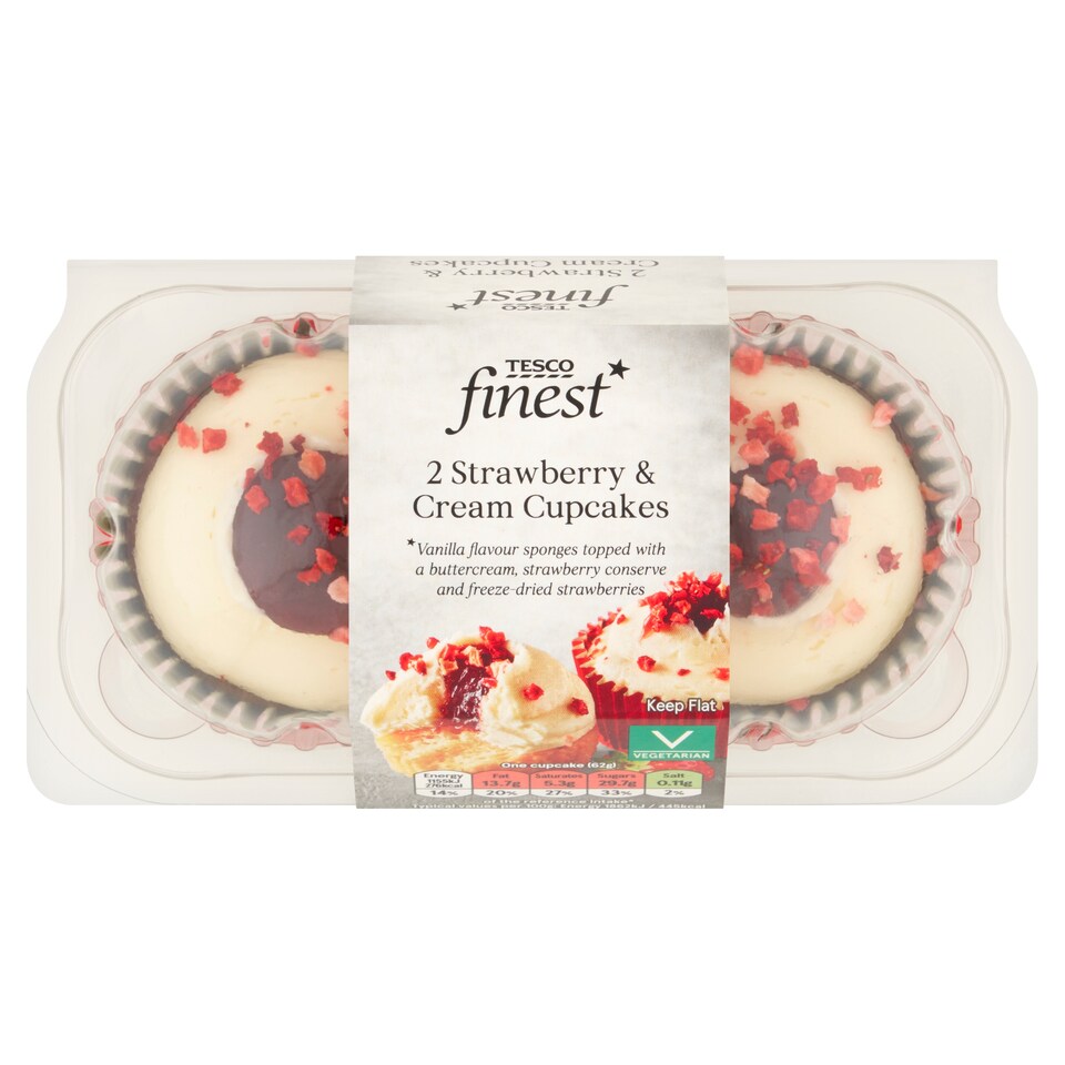 Tesco Finest 2 Strawberry & Cream Cupcakes