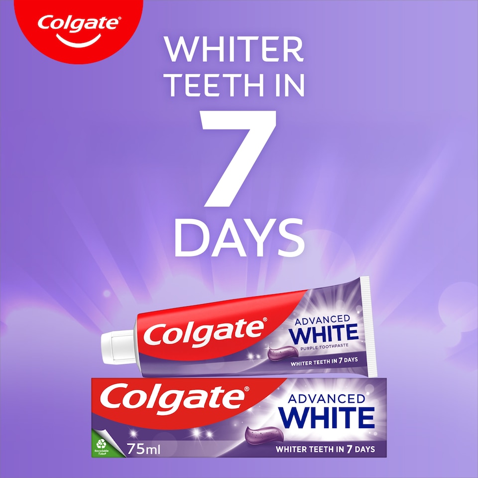 image 1 of Colgate Advanced White Purple Teeth Whitening Toothpaste 75ml