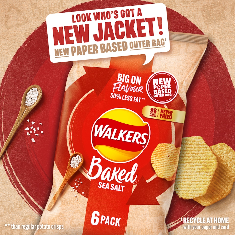 image 1 of Walkers Baked Salted Multipack Crisps 6x22g