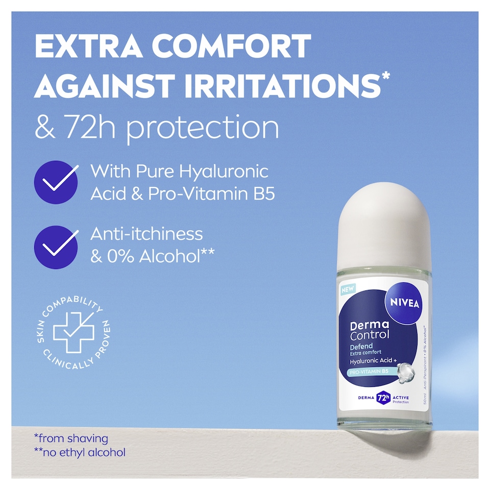 image 1 of NIVEA Derma Control Defend Antiperspirant Deodorant Roll On 50ml