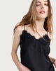 image 1 of F&F Satin Lace Trim Asymmetric Hem Co-ord Cami Top in Black