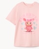 image 3 of F&F Girls Pure Cotton Monster T-Shirt in Pink
