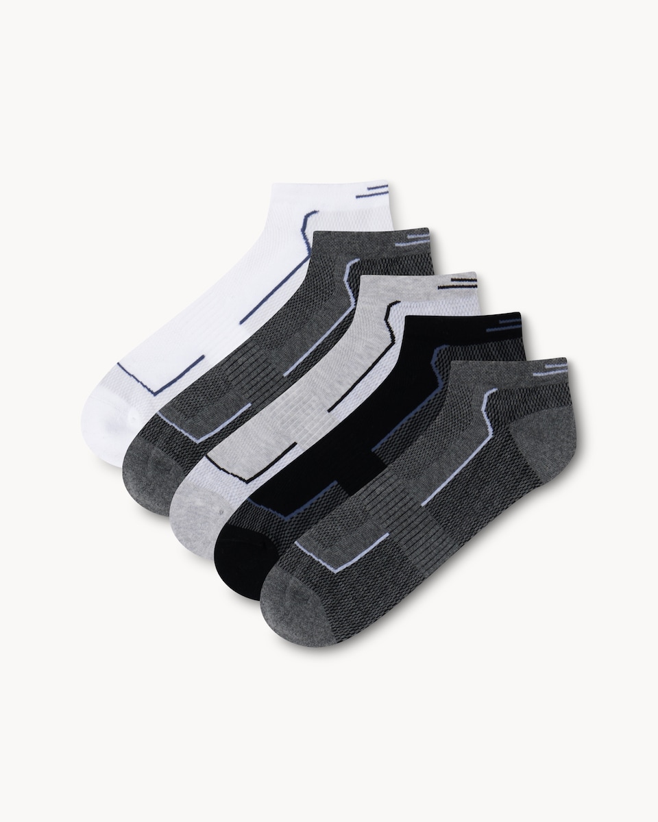 F&F Active 5-Pack Cotton Blend Trainer Socks in White