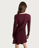 image 3 of F&F Textured Metal Buckle Long Sleeved Dress in Burgundy