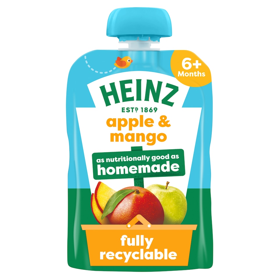 image 1 of Heinz Apple & Mango Baby Food Fruit Puree Pouch 100g