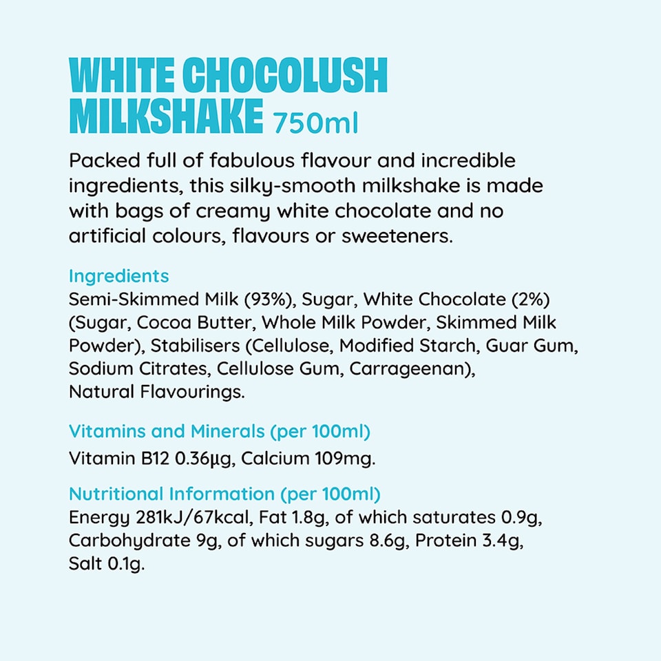 image 1 of Shaken Udder White Chocolush Milkshake 750ml