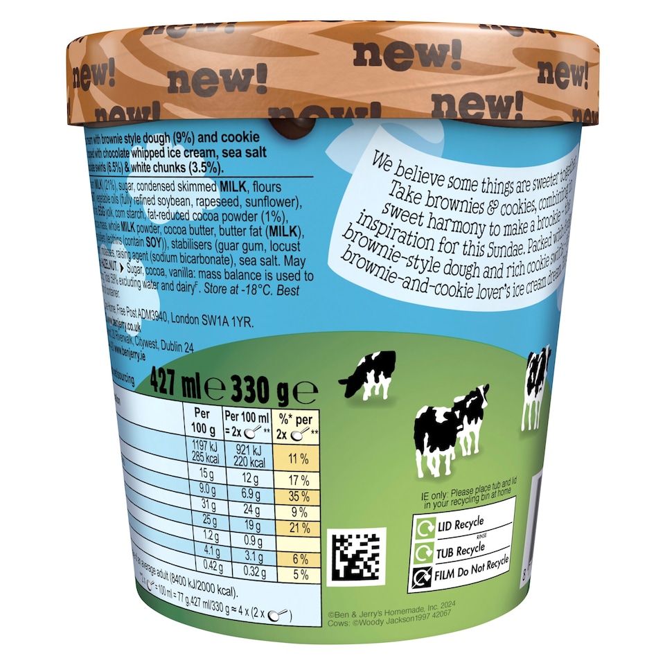 image 1 of Ben & Jerry's Sundae Brookies & Cream 427ml