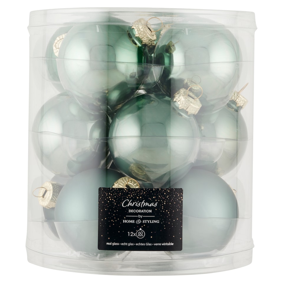 Sklenené vianočné gule zelené 60 mm 12 ks