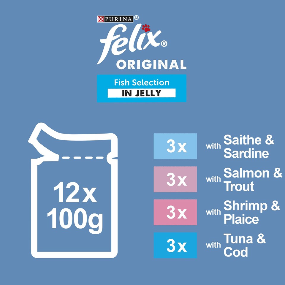 image 1 of Felix Cat Food Fish Selection In Jelly 12 X 100G