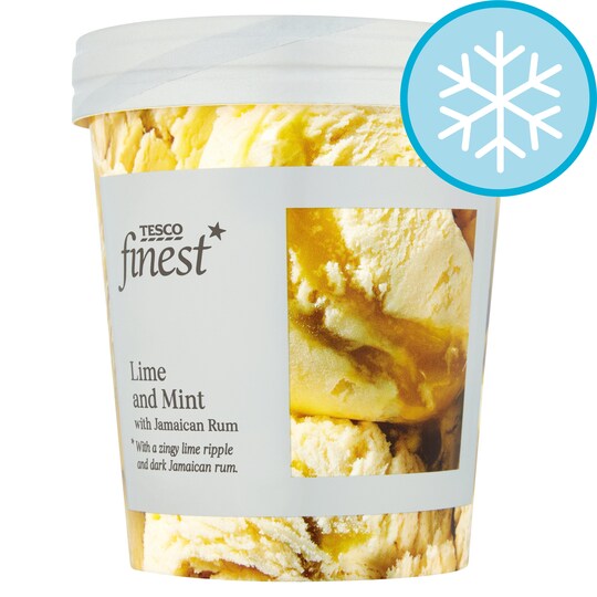Tesco Finest Lime, Mint & Rum Ice Cream 500Ml Tesco Groceries
