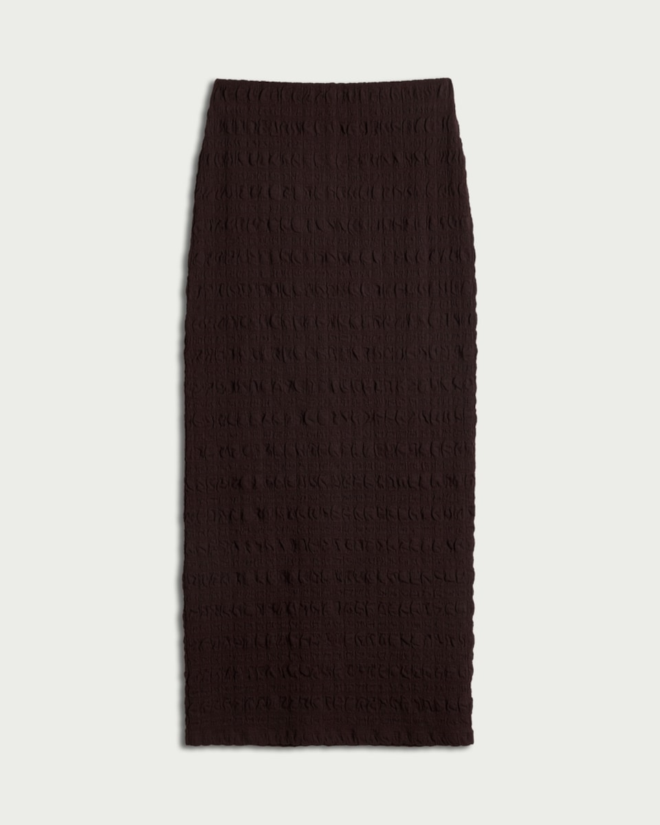 image 1 of F&F Textured Split Hem Co-ord Maxi Skirt in Brown