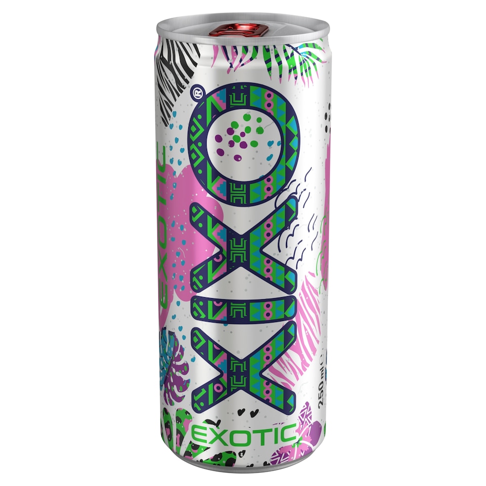 XIXO Exotic vegyes gyümölcs ízesítésű, szénsavas üdítőital cukrokkal és édesítőszerekkel 250 ml