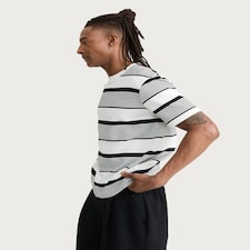 F&F Textured Stripe Print Short Sleeved T-Shirt in Cream