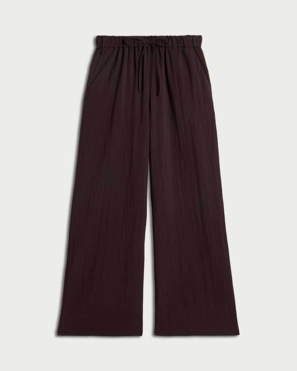 image 1 of F&F Wide Leg Drawstring Co-ord Trousers in Chocolate