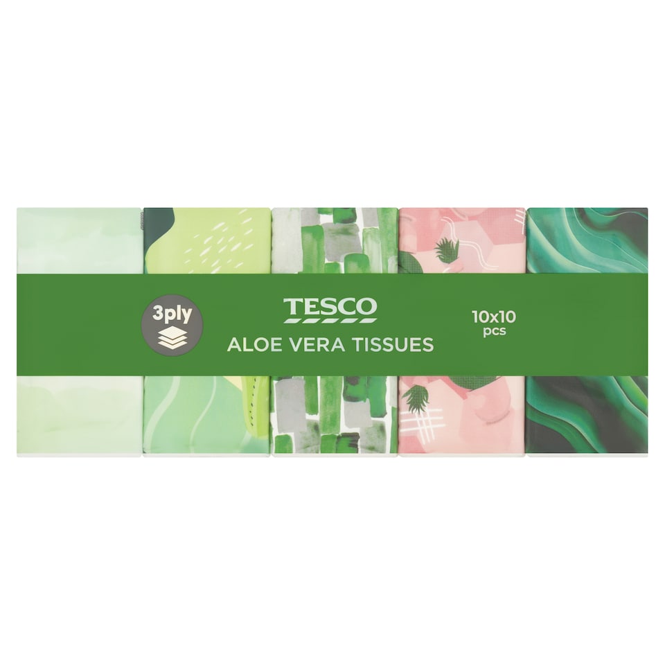 Tesco Aloe Vera Tissues 3 Ply 10 x 10 pcs