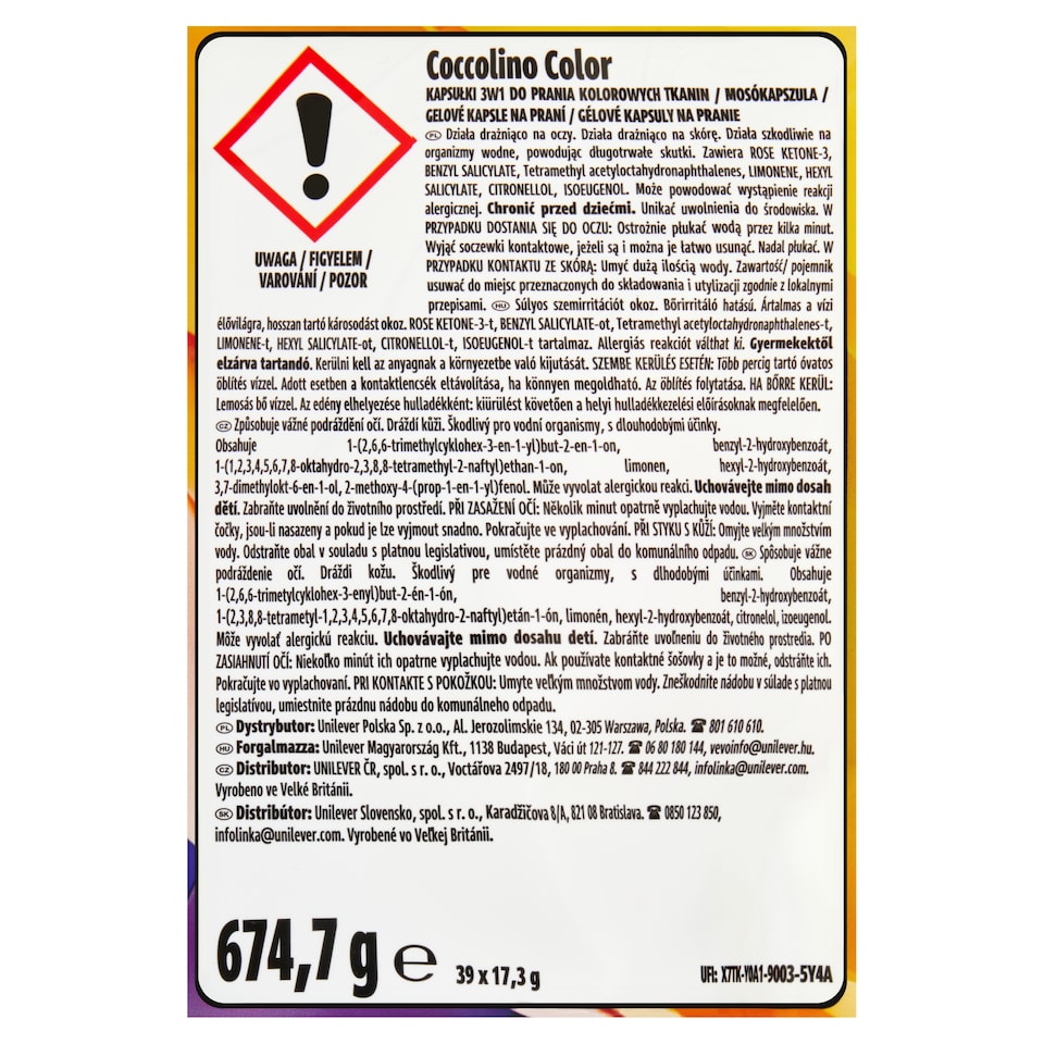 Obrázek 1 pro produkt Coccolino kapsle na praní Color 39w