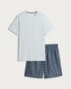 image 4 of F&F Pure Cotton Checked Pyjama Set in Blue