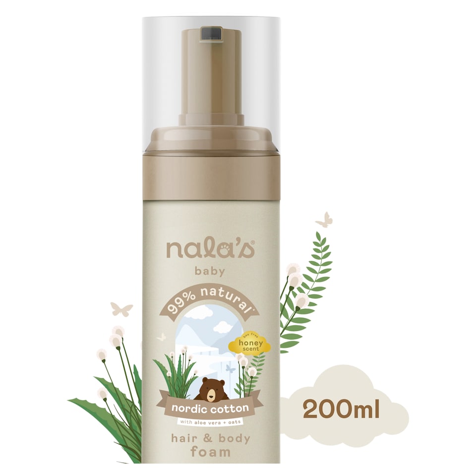 image 1 of Nala's Baby Hair & Body Foam Nordic Cotton Honey Scent 200ml