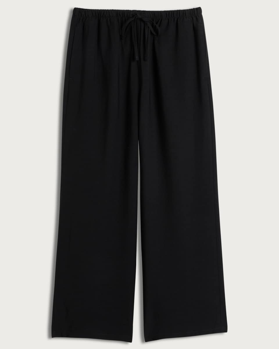 image 1 of F&F Wide Leg Drawstring Co-ord Trousers in Black